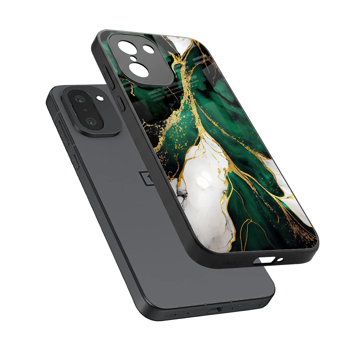 Emerald Luxe sleek oneplus 15r cover with tempered glass back and TPU edges