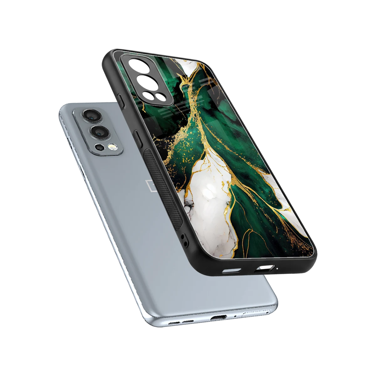 Emerald Luxe sleek oneplus nord 2 cover with tempered glass back and TPU edges