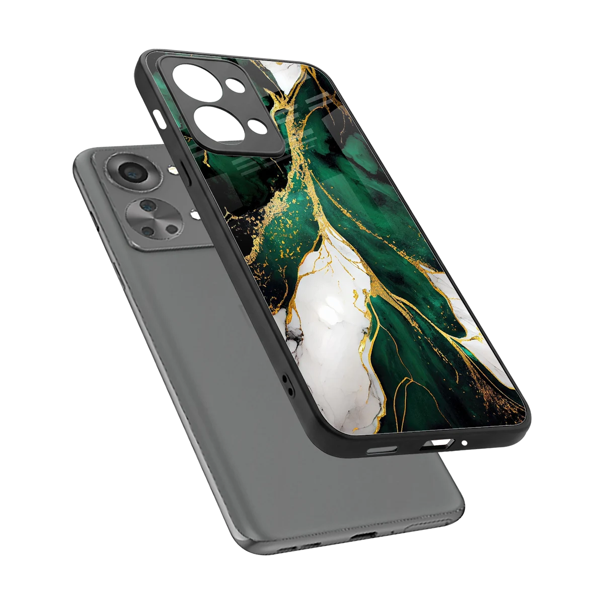 Emerald Luxe sleek oneplus nord 2t cover with tempered glass back and TPU edges