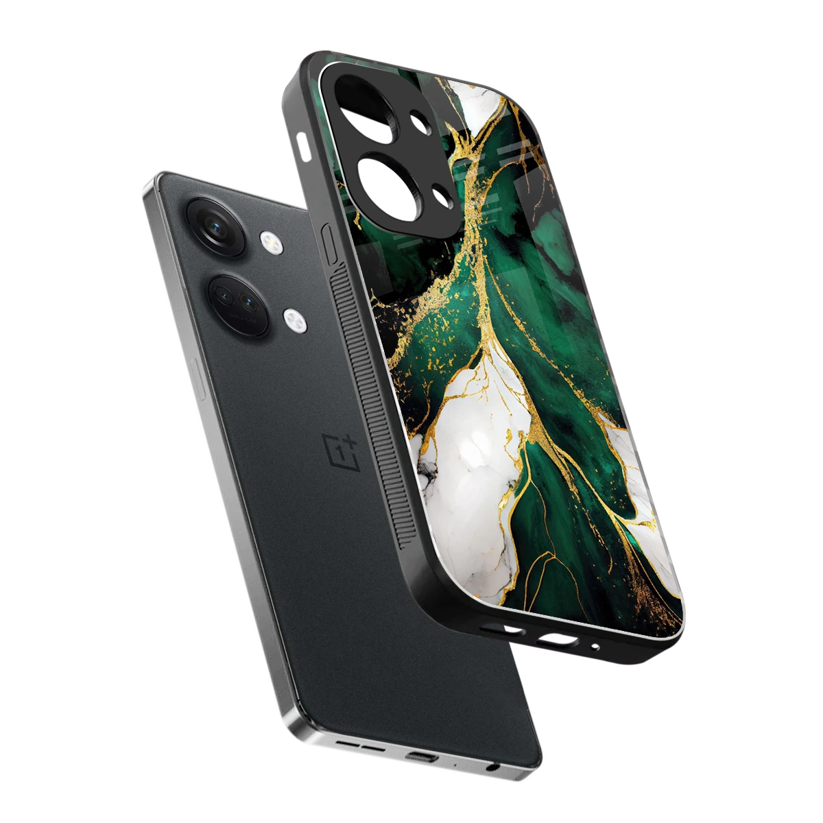 Emerald Luxe sleek oneplus nord 3 cover with tempered glass back and TPU edges