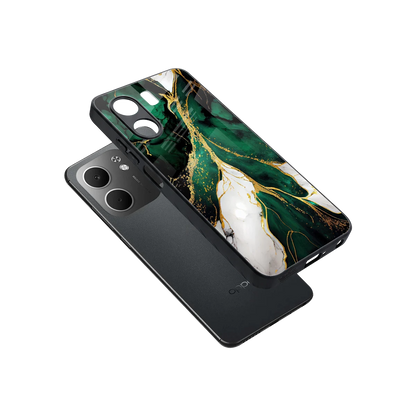 Emerald Luxe sleek oppo a5x 5g cover with tempered glass back and TPU edges
