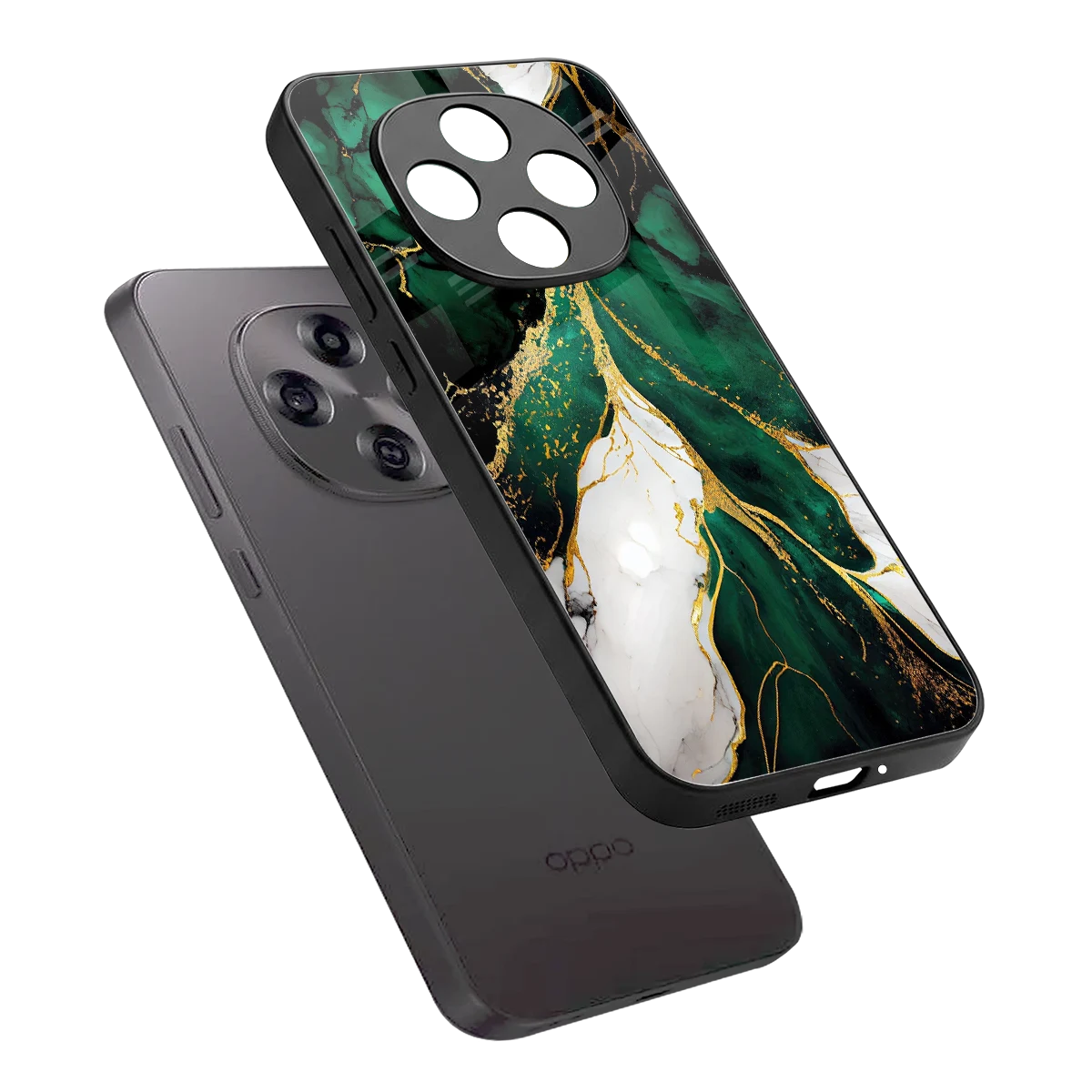 Emerald Luxe sleek oppo f31 pro 5g cover with tempered glass back and TPU edges
