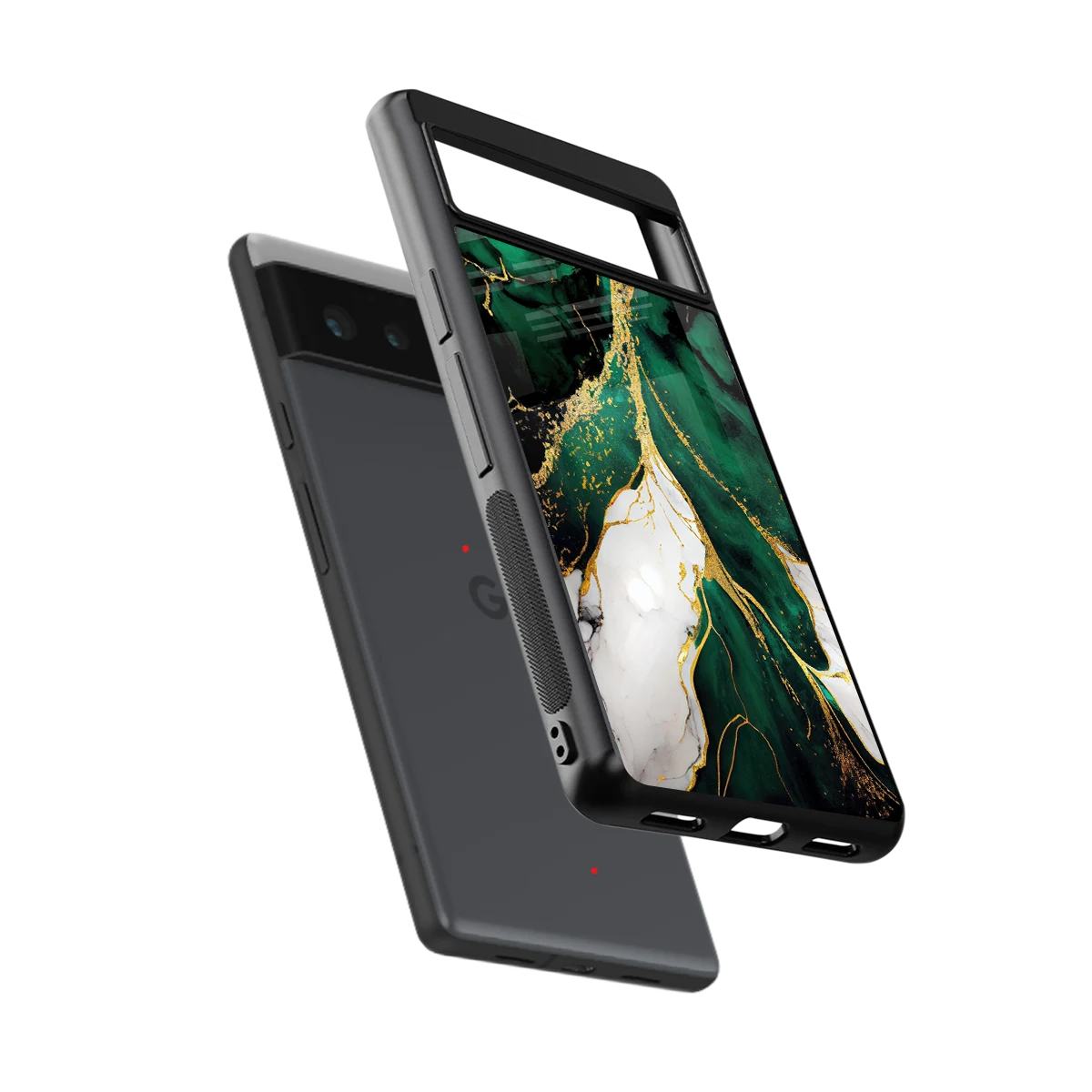 Emerald Luxe sleek google pixel 6a cover with tempered glass back and TPU edges