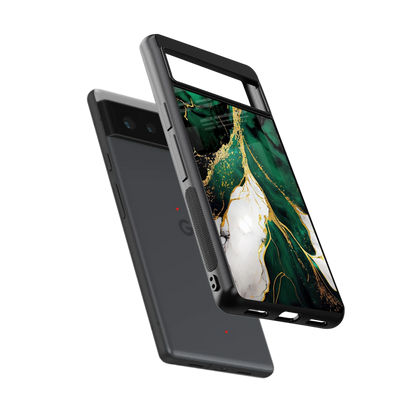 Emerald Luxe sleek google pixel 6a cover with tempered glass back and TPU edges
