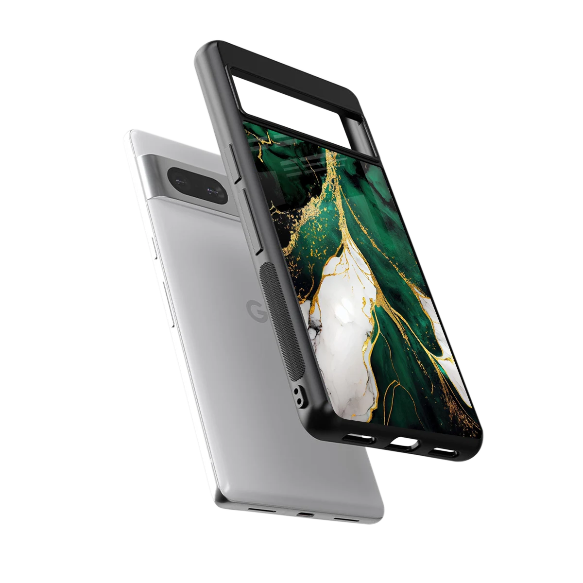Emerald Luxe sleek google pixel 7 cover with tempered glass back and TPU edges