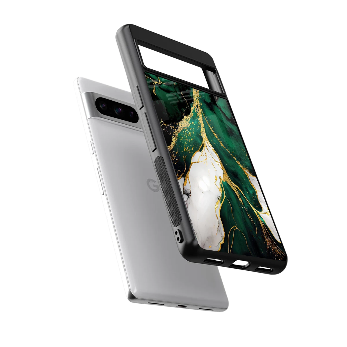 Emerald Luxe sleek google pixel 8 pro cover with tempered glass back and TPU edges