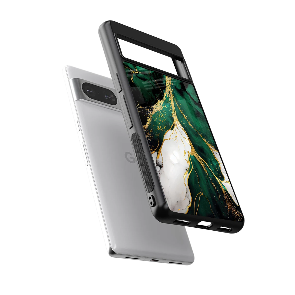 Emerald Luxe sleek google pixel 8 cover with tempered glass back and TPU edges
