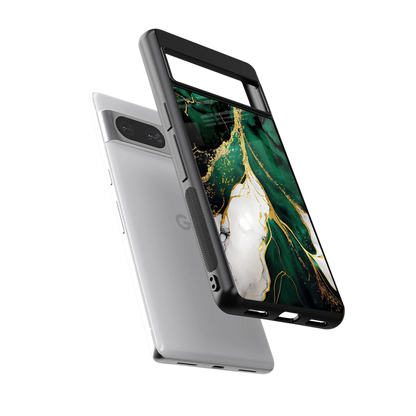 Emerald Luxe sleek google pixel 8 cover with tempered glass back and TPU edges