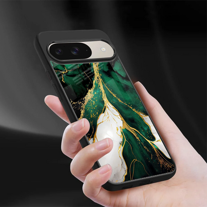 Emerald Luxe sleek google pixel 9 cover with tempered glass back and TPU edges