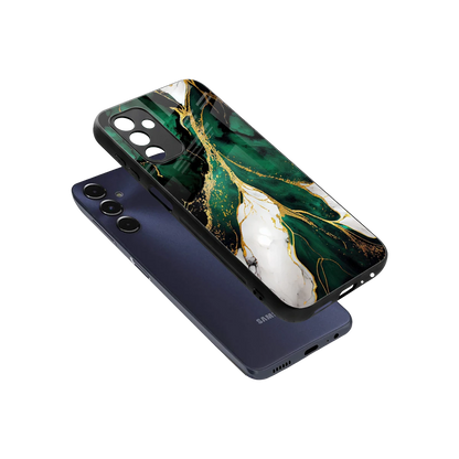 Emerald Luxe sleek samsung galaxy m14 5g cover with tempered glass back and TPU edges
