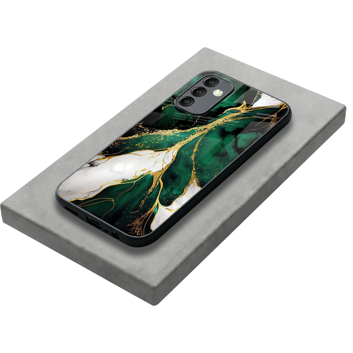 Emerald Luxe stylish phone case for samsung galaxy m14 5g | glossy glass and slim fit