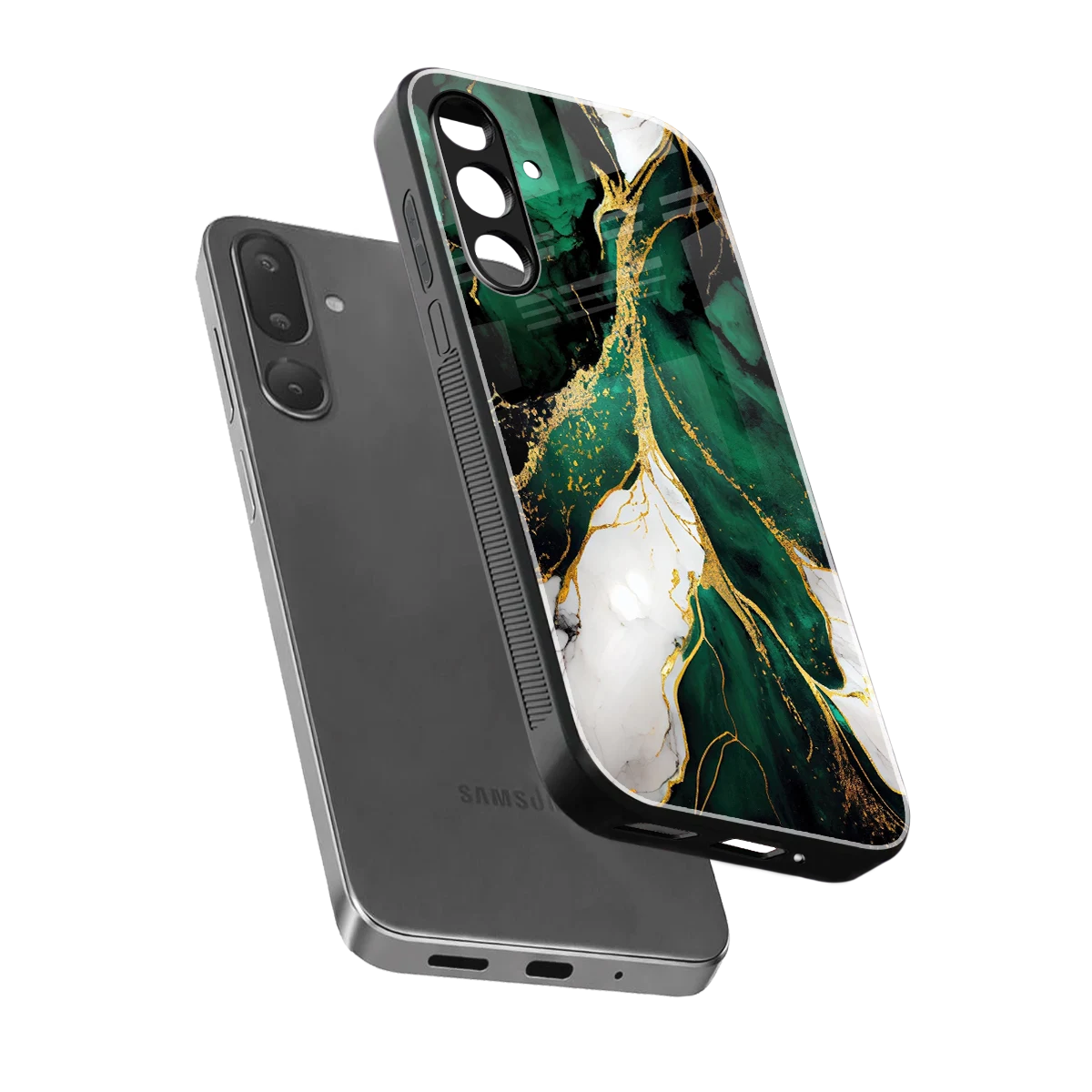 Emerald Luxe sleek samsung galaxy m36 5g cover with tempered glass back and TPU edges