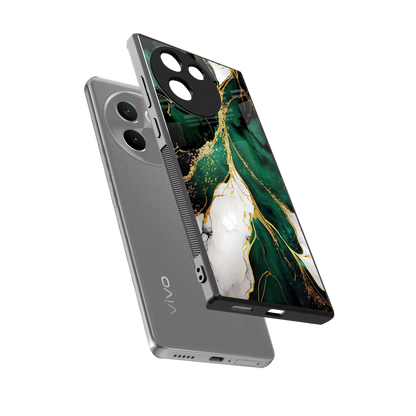 Emerald Luxe sleek vivo v30e cover with tempered glass back and TPU edges