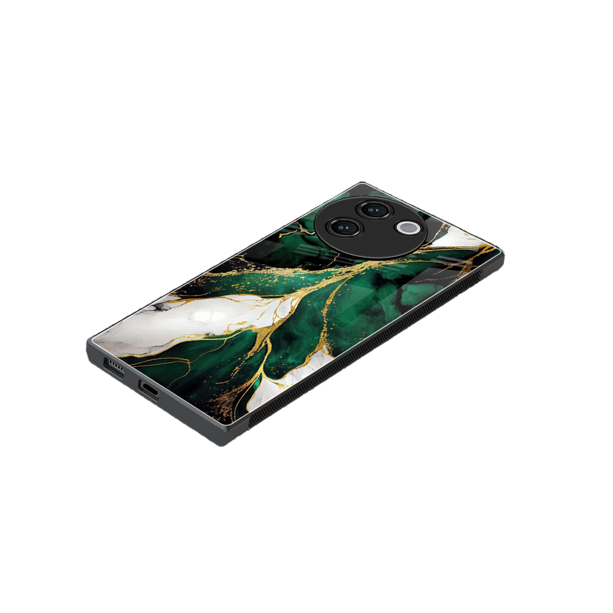 Emerald Luxe stylish phone case for vivo v30e | glossy glass and slim fit