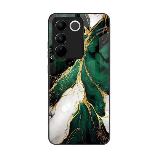 Emerald Luxe back phone cover | glass case for vivo v27 5g