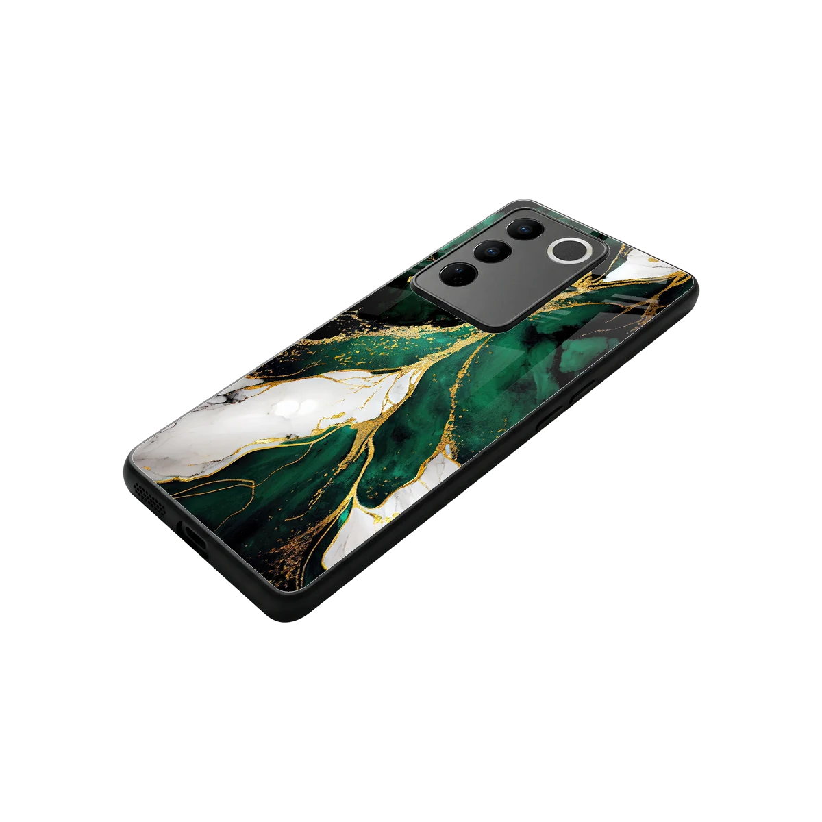 Emerald Luxe stylish phone case for vivo v27 5g | glossy glass and slim fit