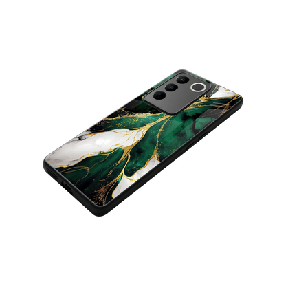 Emerald Luxe stylish phone case for vivo v27 5g | glossy glass and slim fit