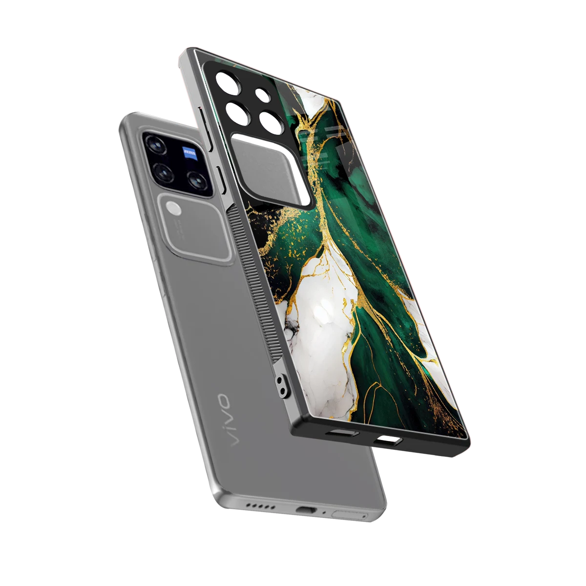 Emerald Luxe sleekvivo v30 pro cover with tempered glass back and TPU edges