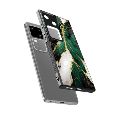 Emerald Luxe sleek vivo v30 cover with tempered glass back and TPU edges