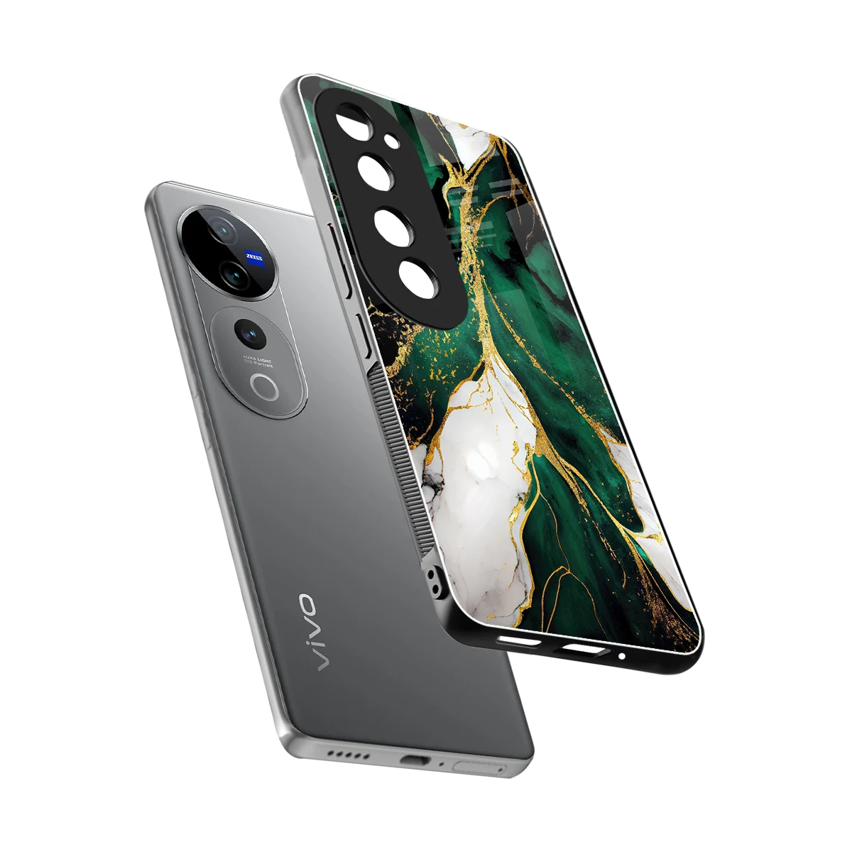 Emerald Luxe sleek vivo v40 pro cover with tempered glass back and TPU edges