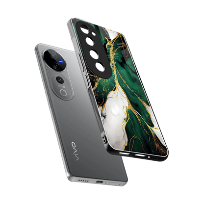 Emerald Luxe sleek vivo v40 pro cover with tempered glass back and TPU edges