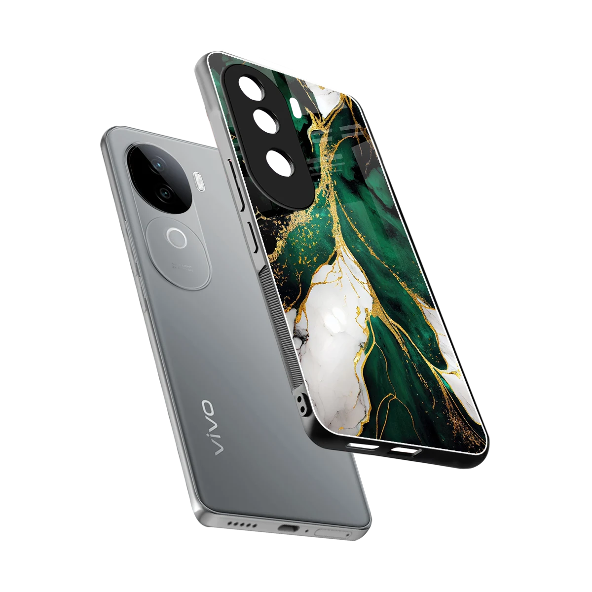 Emerald Luxe sleek vivo v40e cover with tempered glass back and TPU edges
