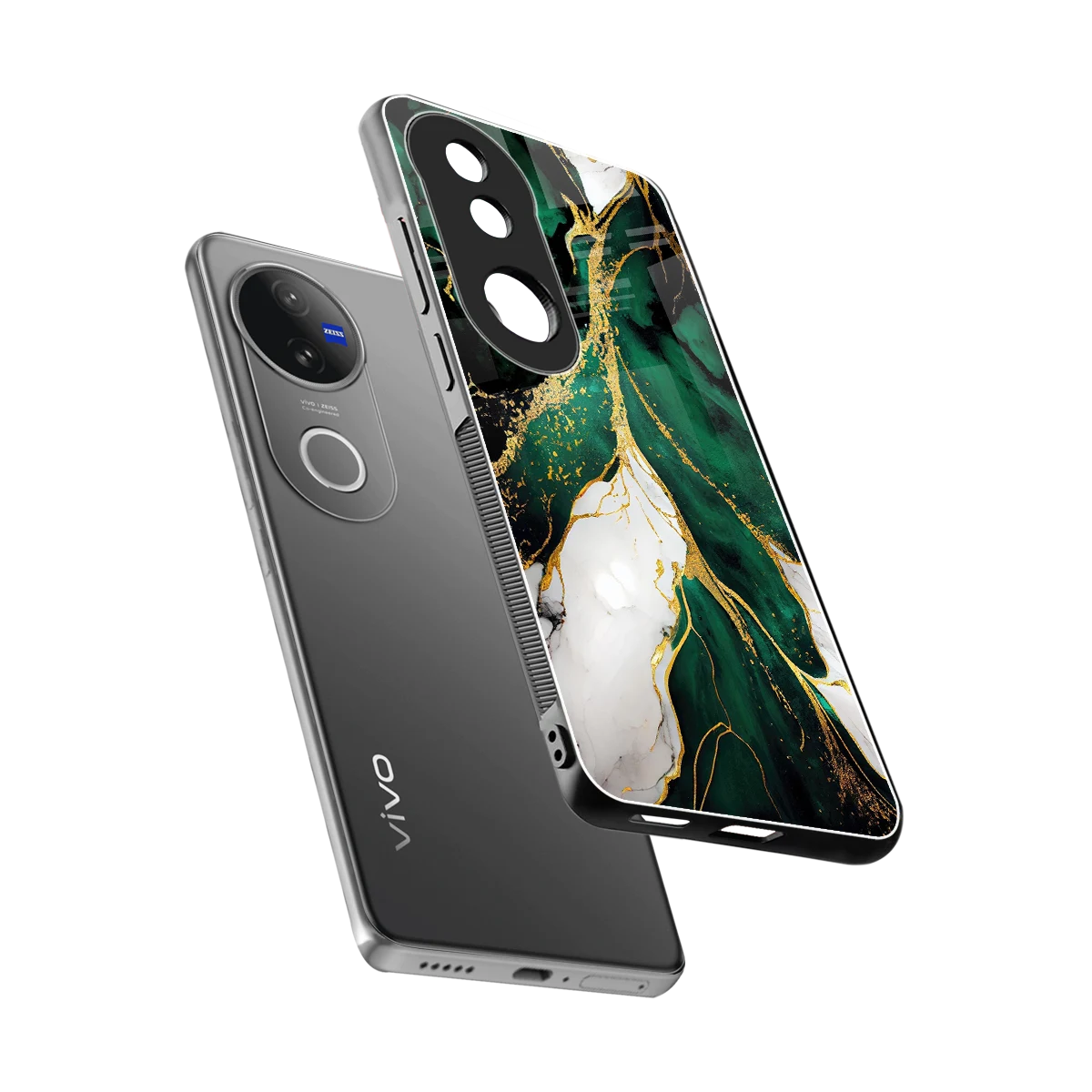 Emerald Luxe sleek vivo v50 cover with tempered glass back and TPU edges
