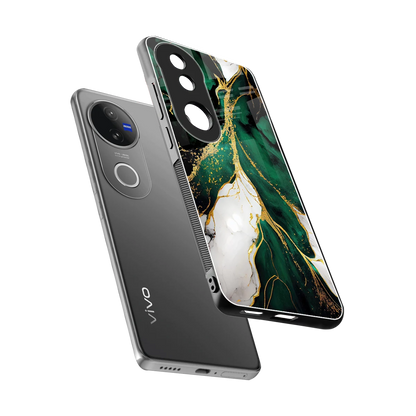 Emerald Luxe sleek vivo v50 cover with tempered glass back and TPU edges