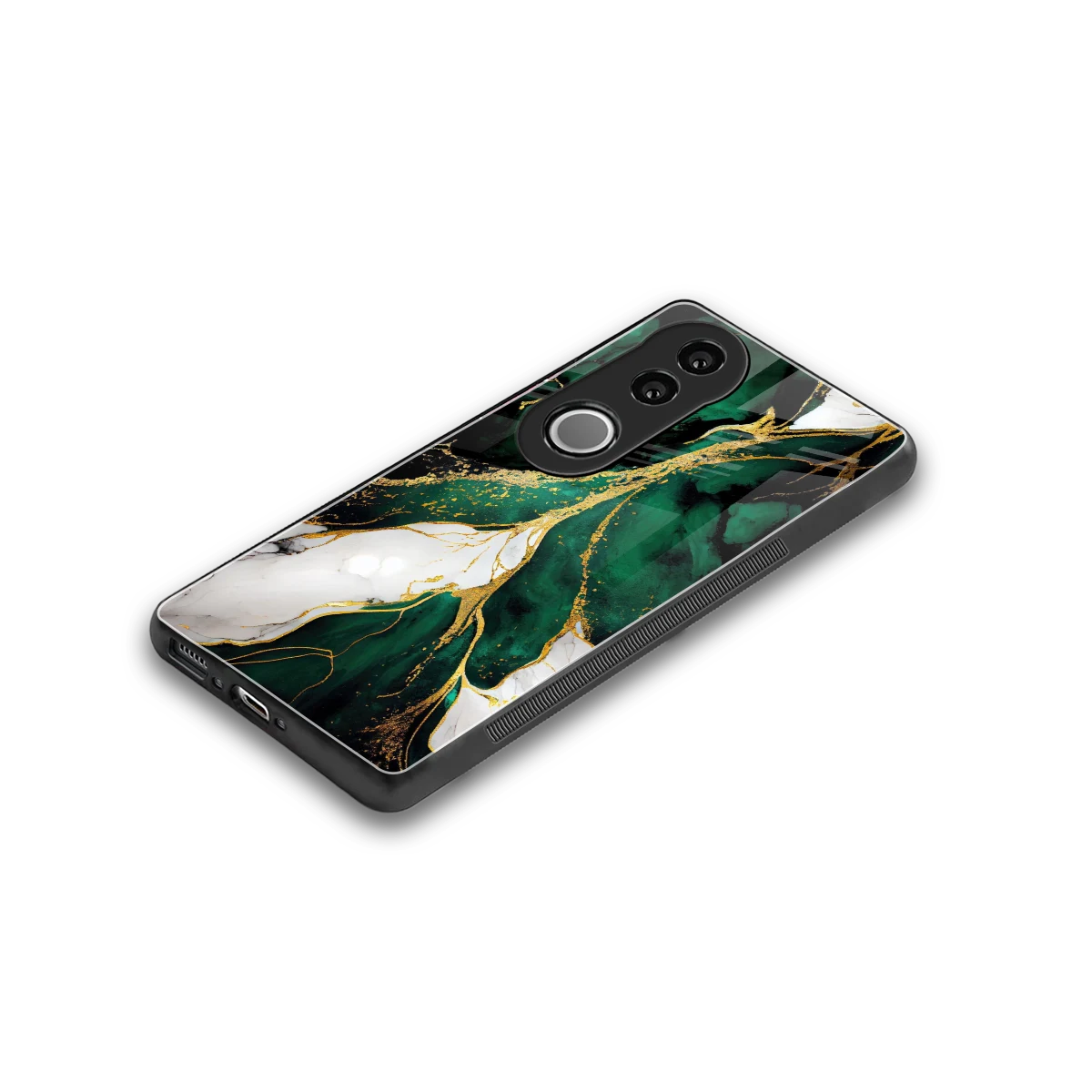 Emerald Luxe stylish phone case for vivo v50 | glossy glass and slim fit