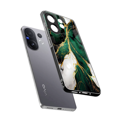 Emerald Luxe sleek vivo v60 cover with tempered glass back and TPU edges
