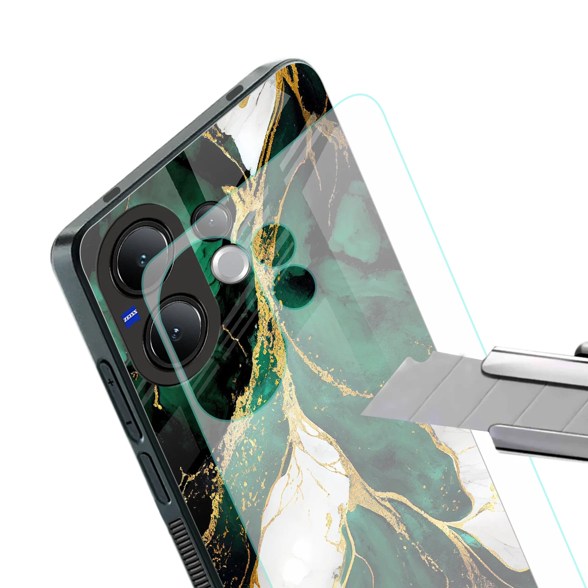 Emerald Luxe stylish phone case for vivo v60 | glossy glass and slim fit
