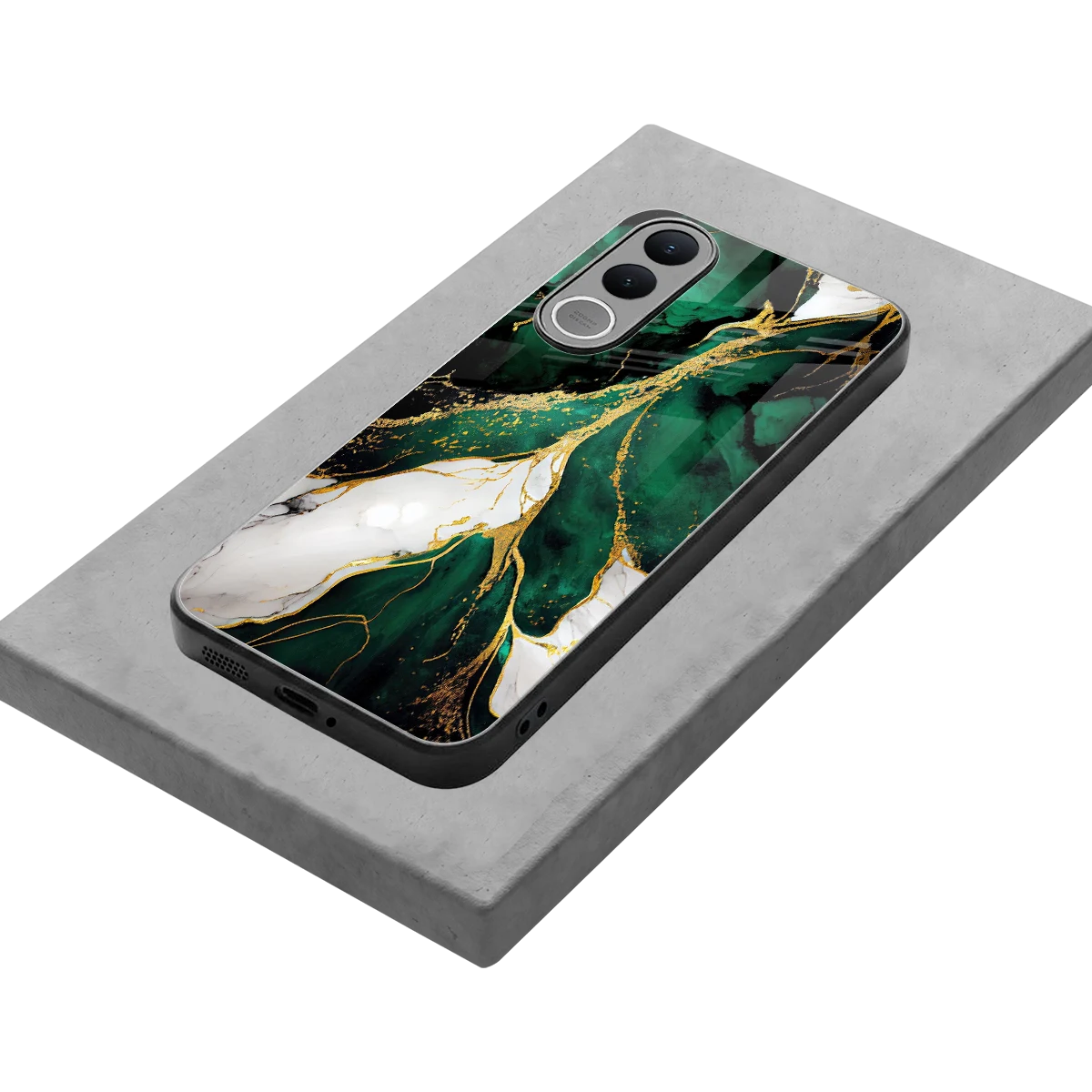 Emerald Luxe stylish phone case for vivo v70 fe | glossy glass and slim fit