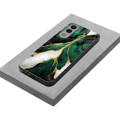 Emerald Luxe stylish phone case for vivo v70 fe | glossy glass and slim fit