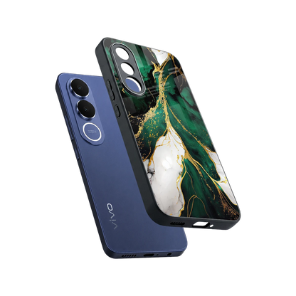 Emerald Luxe sleek vivo v70 fe cover with tempered glass back and TPU edges