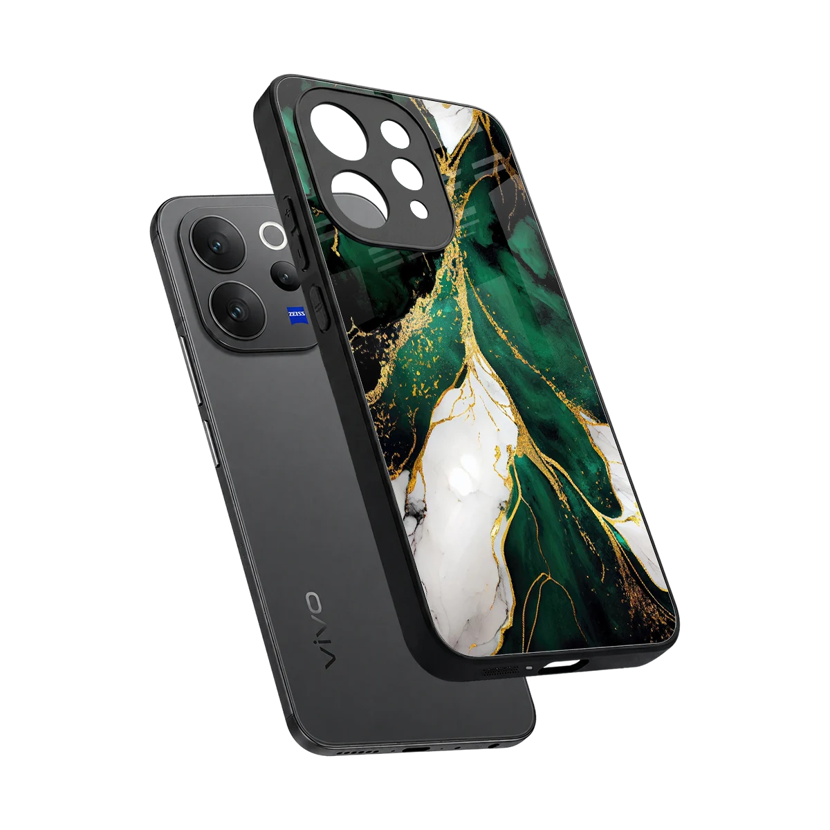 Emerald Luxe sleek vivo v70 cover with tempered glass back and TPU edges