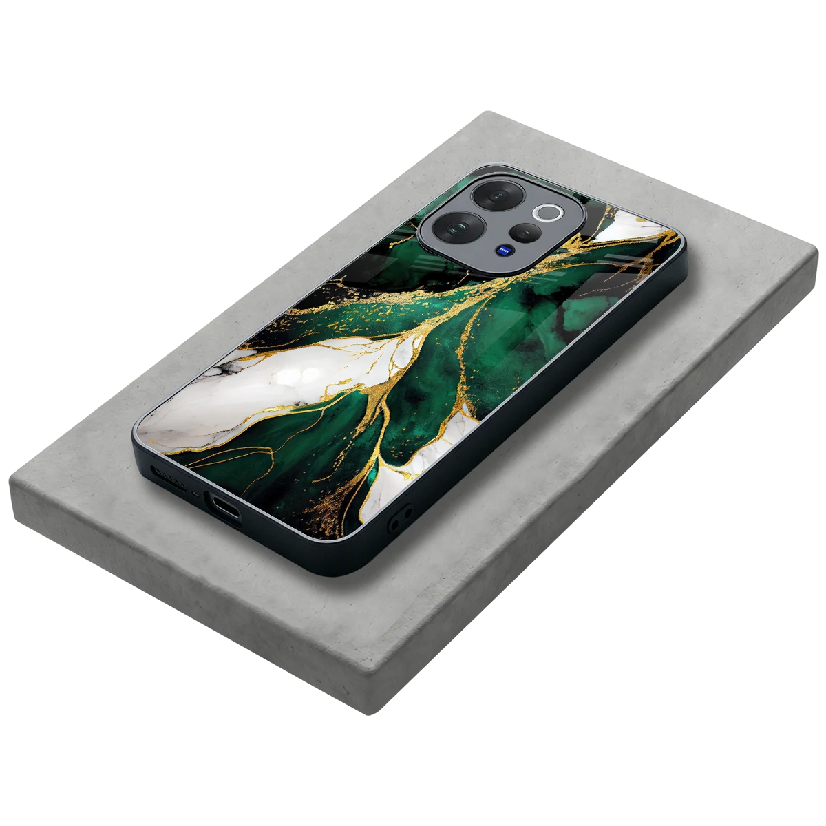 Emerald Luxe stylish phone case for vivo v70 | glossy glass and slim fit