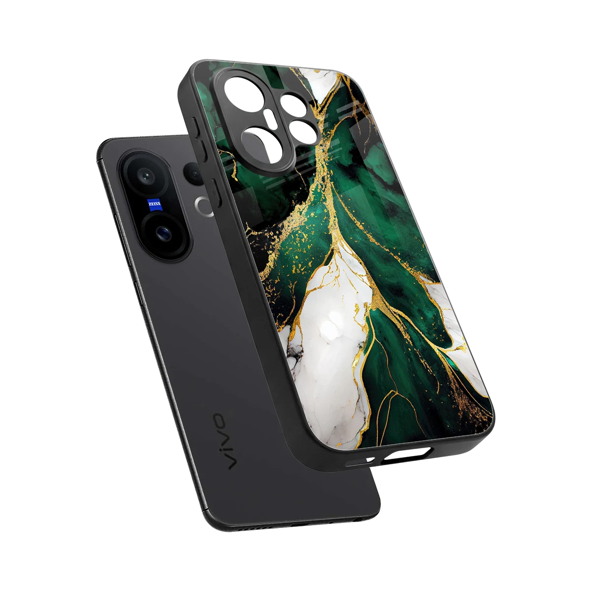 Emerald Luxe sleek vivo x200 fe cover with tempered glass back and TPU edges