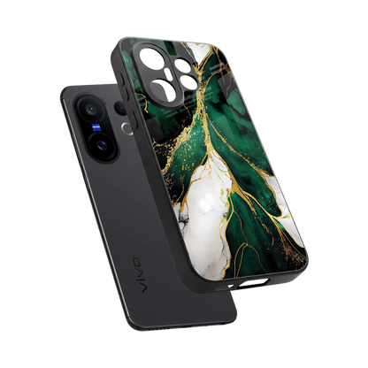 Emerald Luxe sleek vivo x200 fe cover with tempered glass back and TPU edges