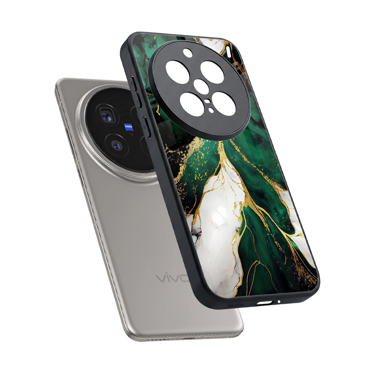 Emerald Luxe sleek vivo x200 pro cover with tempered glass back and TPU edges