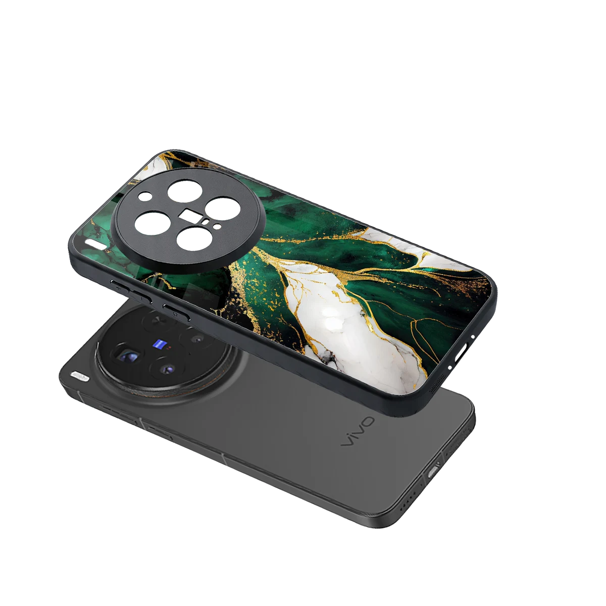 Emerald Luxe sleek vivo x300 pro cover with tempered glass back and TPU edges