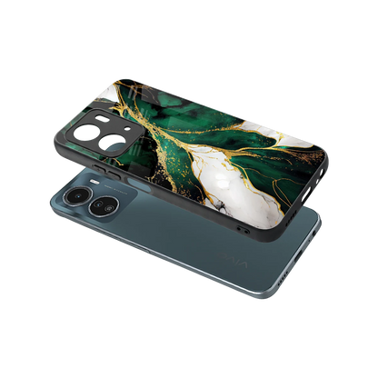 Emerald Luxe sleek vivo y16 cover with tempered glass back and TPU edges