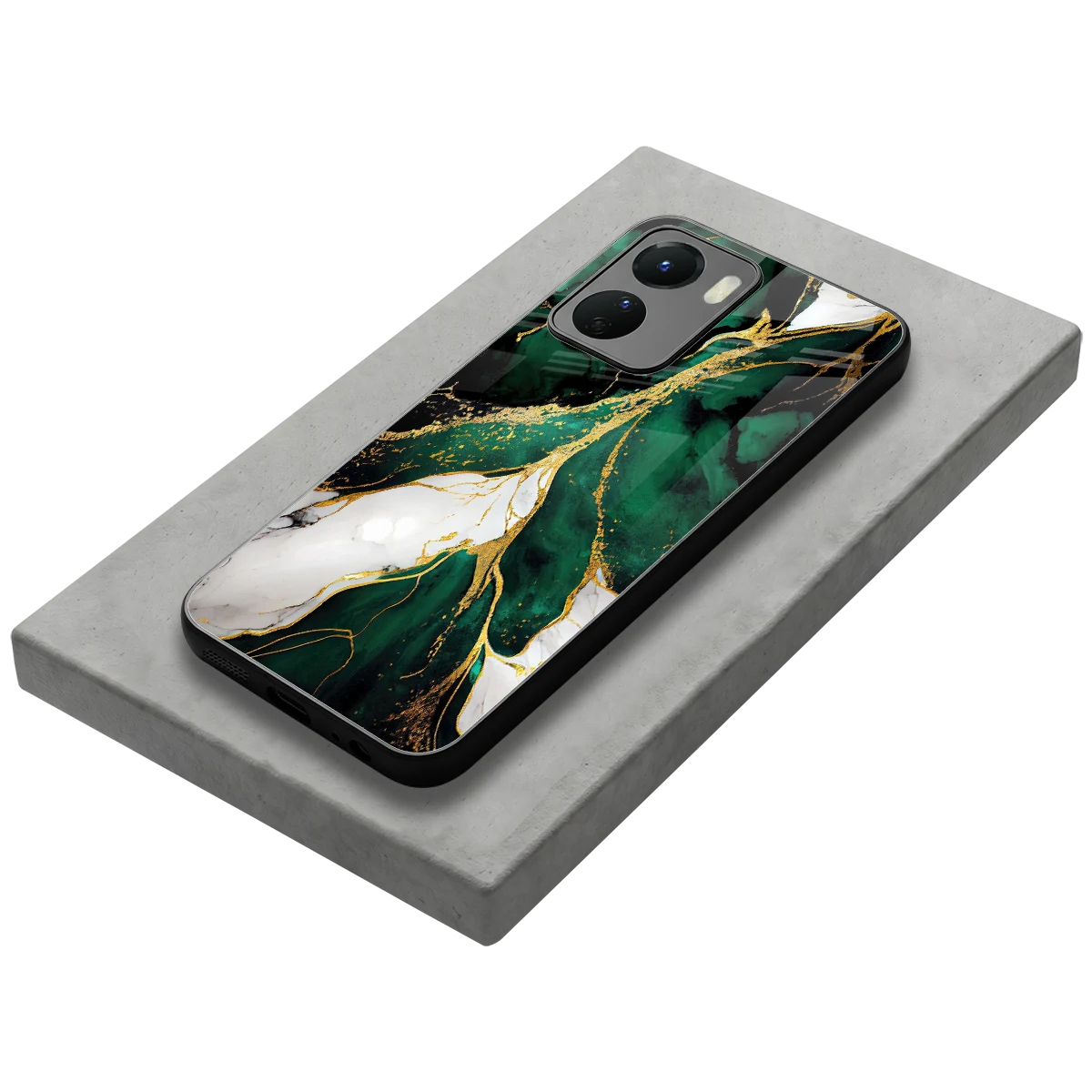 Emerald Luxe stylish phone case for vivo y16 | glossy glass and slim fit