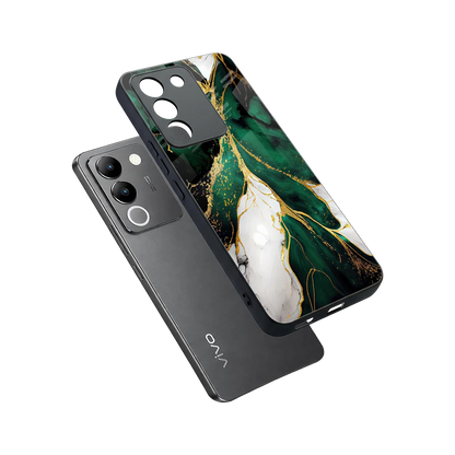 Emerald Luxe sleek vivo y200 5g cover with tempered glass back and TPU edges