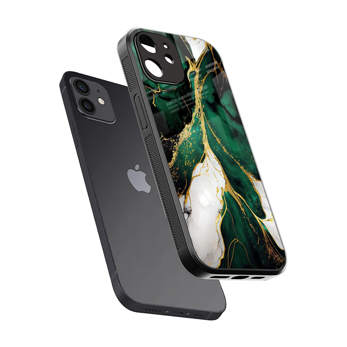 Emerald Luxe sleek iphone 12 cover with tempered glass back and TPU edges