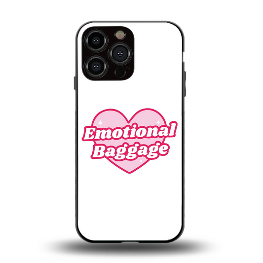 Emotional Baggage back phone cover | glass case for iphone 15 pro max