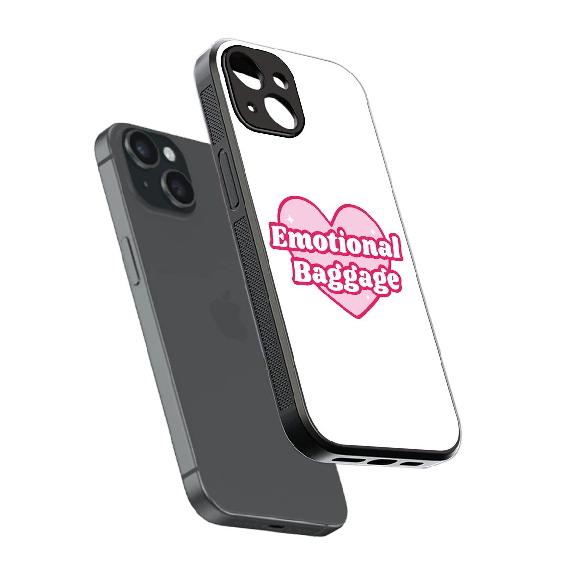 Emotional Baggage sleek iphone 15 cover with tempered glass back and TPU edges
