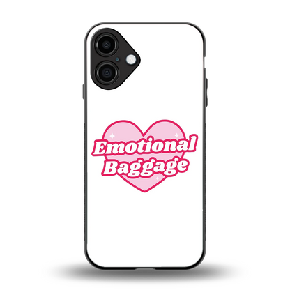 Emotional Baggage back phone cover | glass case for iphone 16 plus