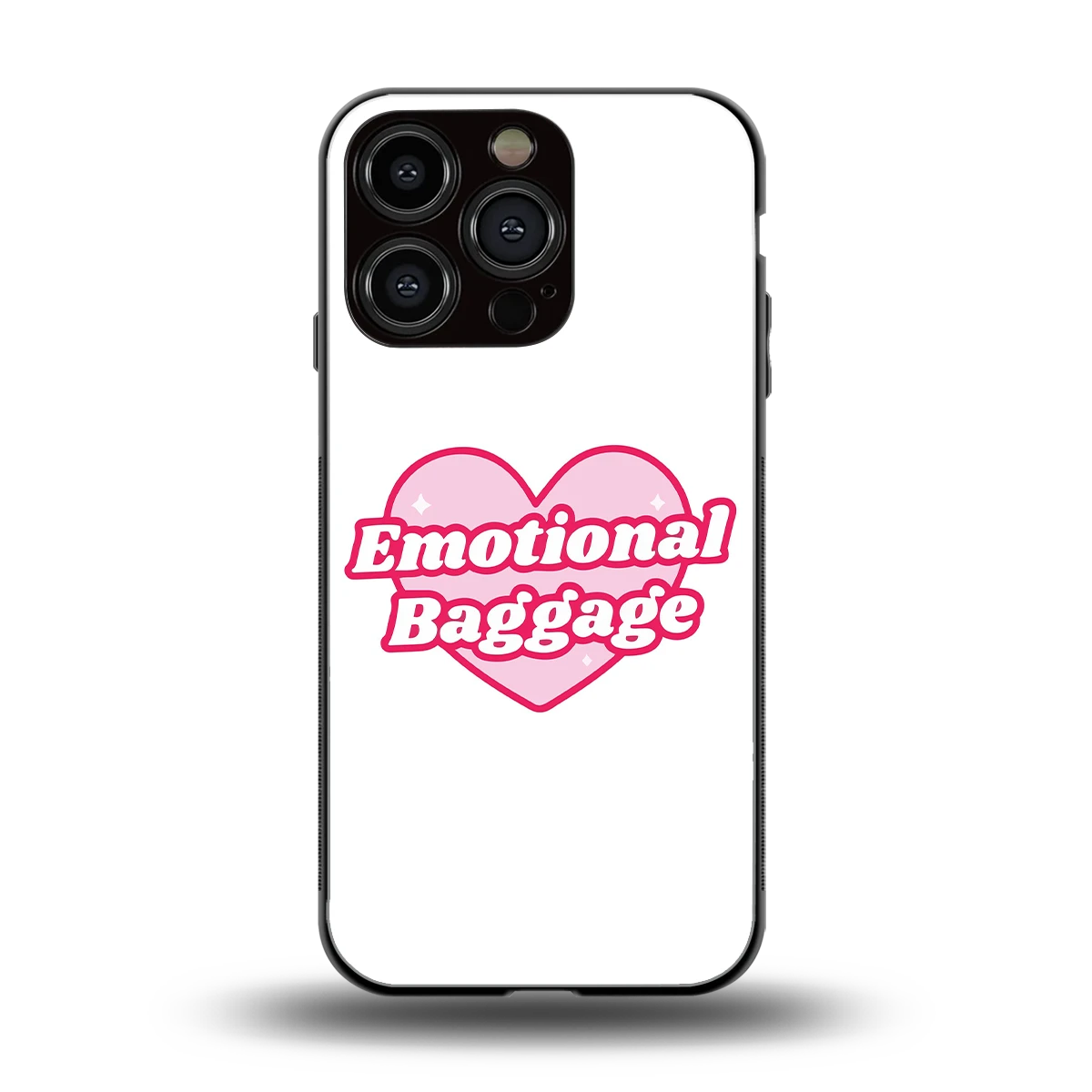 Emotional Baggage back phone cover | glass case for iphone 16 pro