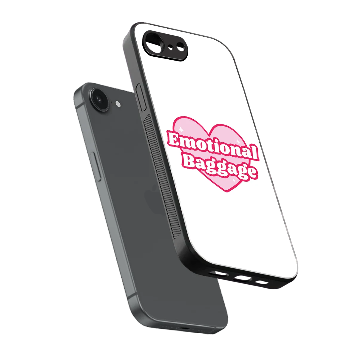Emotional Baggage sleek iphone 17e cover with tempered glass back and TPU edges