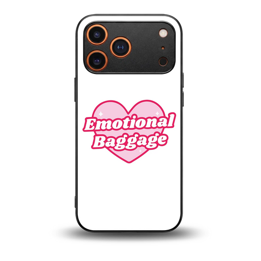 Emotional Baggage back phone cover | glass case for iphone 17 pro